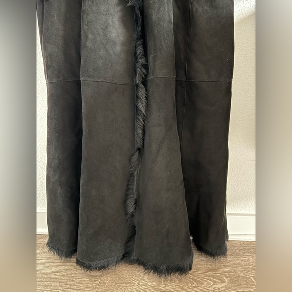 Vintage Ralph Lauren Black Shearling Fur Lamb Long Duffle Coat size Large - Picture 11 of 15